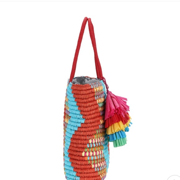 Red and Blue Totes with Vibrant Tassels - Picture 4 of 6